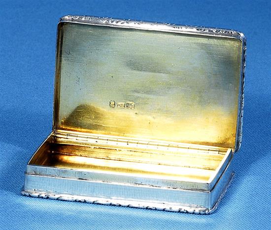 A William IV engine turned silver snuff box, by Edward Smith, Length 80mm Weight: 4.3oz/135grms